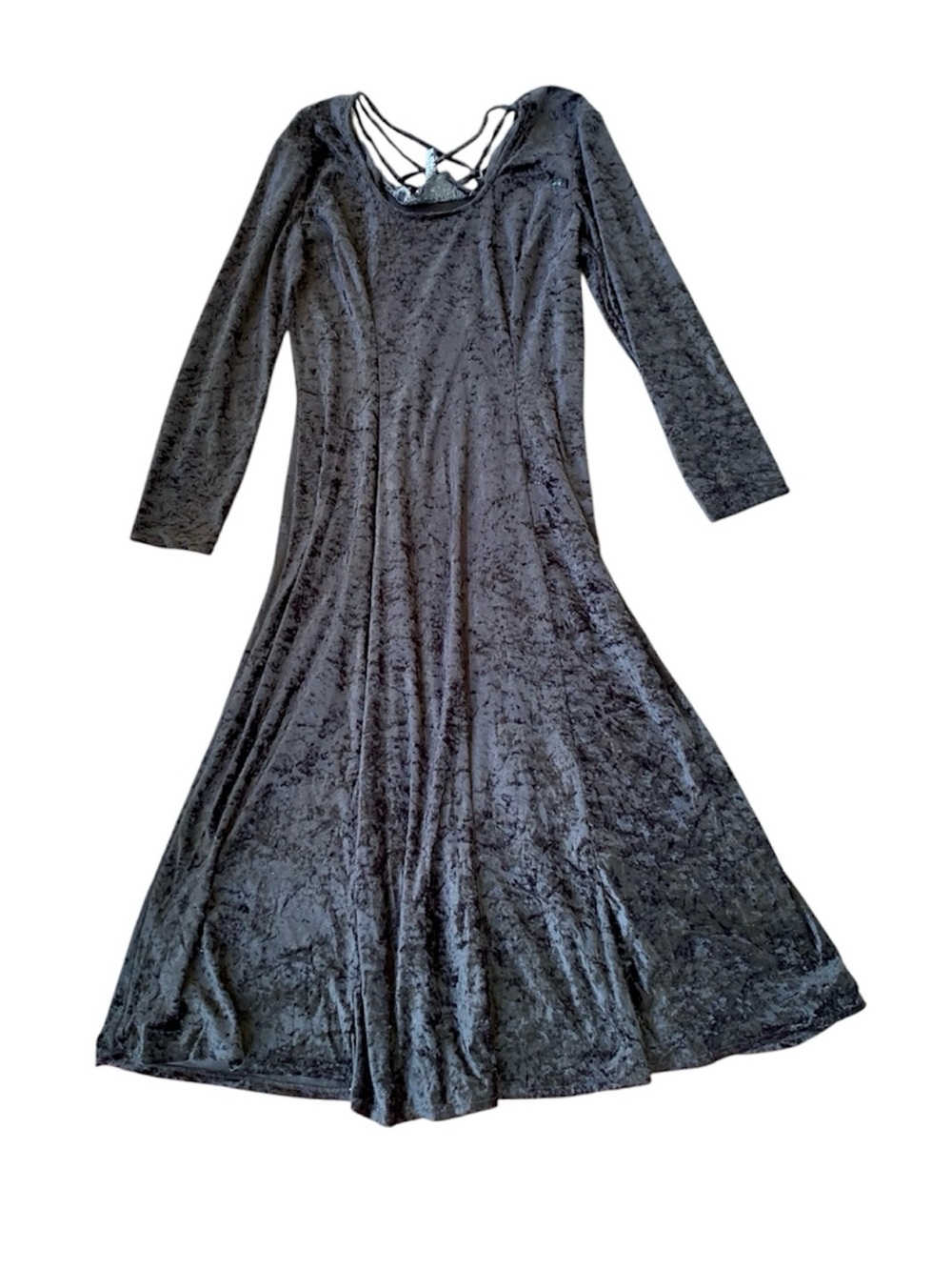 Vintage Jamie Brooke Black Crushed Velvet Gothic Maxi Dress